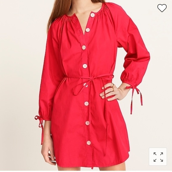 J Crew Tie-sleeve button-front dress in cotton poplin BG447 - Picture 3 of 5